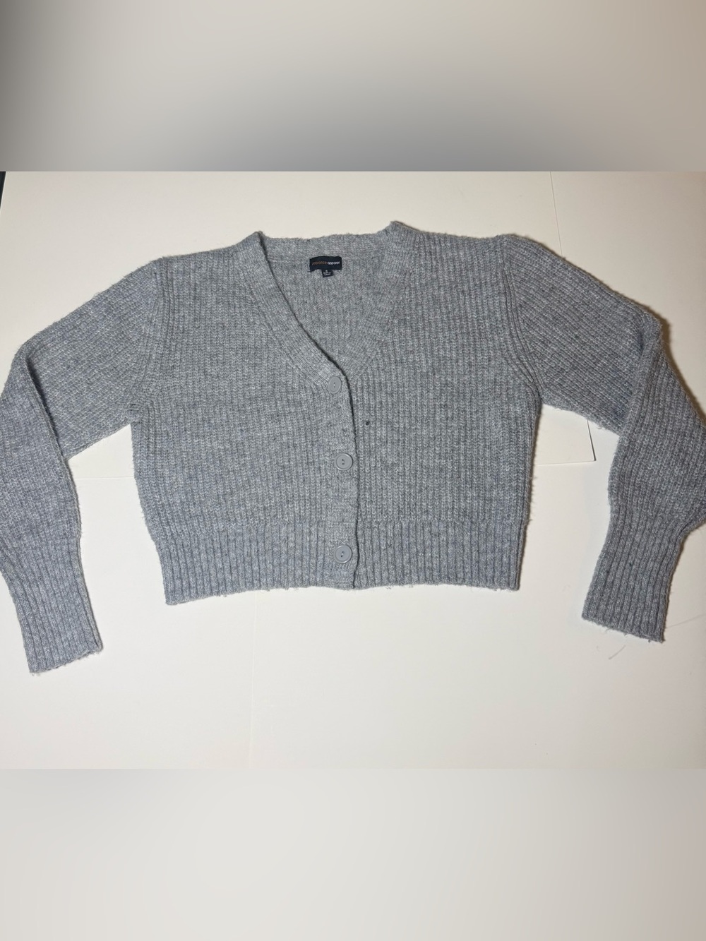 Ambiance Apparel Ribbed Button-Front Cardigan in Gray Size Small